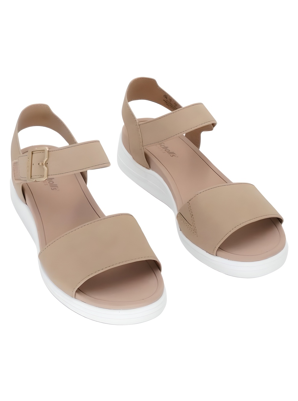 Dr. Scholl's Time Off Sky Cuban Sand Faux Leather Wedge Sandals Size 7.5M
